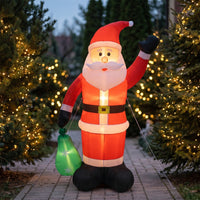 Inflatable Santa with Gift Bag Festive Inflatable Santa Outdoor Decoration Tall Eye-Catching for Yard, Garden