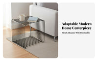 Square Metal End Table Nordic Design Minimalist Wire Frame Table Space-Saving
