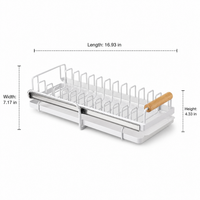 Space-Saving Dish Drainer Rack, Carbon Steel Pull-Out Dish Rack for Limited Counter Space, Anti-Slip Cabinet Dish Drainer