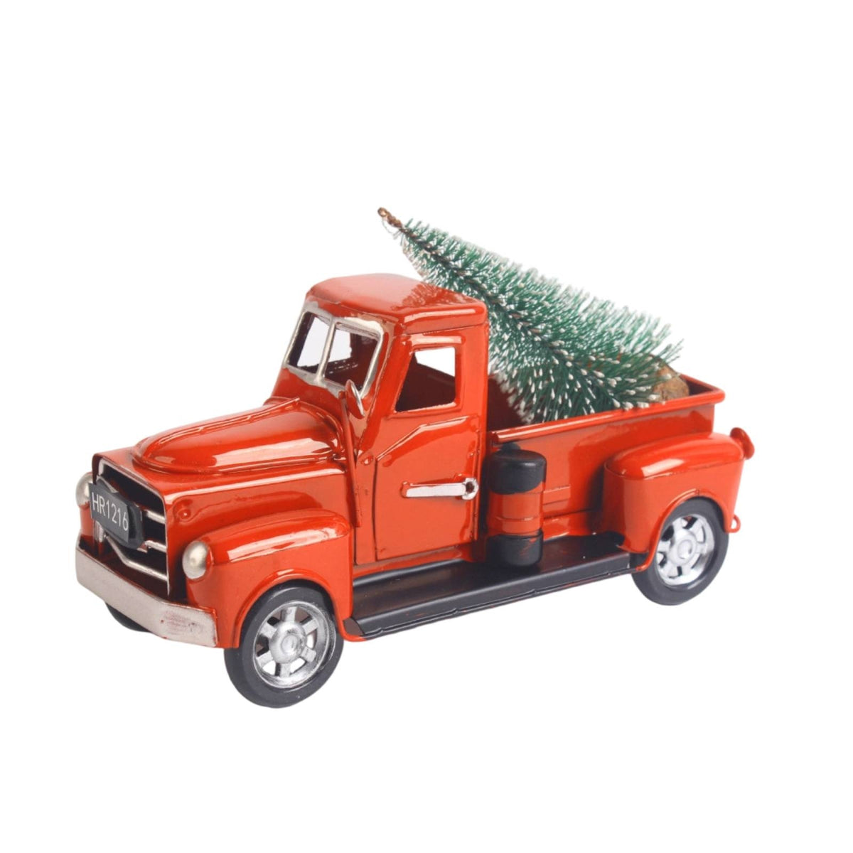 Truck with Tree Ornament Shiny Vintage Truck Ornament with Tree Tabletop