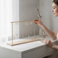 Jewelry Display Stand Tabletop Necklace Display Stand Jewelry Organizer with Wooden Base Metal for Jewelers, Boutique