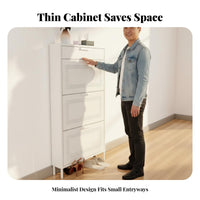 Footwear Organizer Space-saving Narrow Entryway Shoe Storage Metal Construction Tipping Drawers Ventilated Doors Suitable for Apartment Dwellers Homeowners Hallway Small Areas