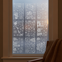 Christmas Static Window Clings - Santa, Snowman, Reindeer Decals for Holiday Decoration