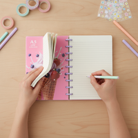 A5 Mushroom Hole Loose-Leaf Notebook with Decorative DIY Cover, Thickened Journal with Lined Pages, 80 Sheets