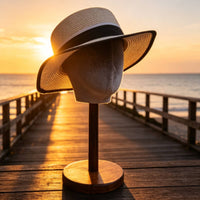Velvet Head Form Stand Solid Mannequin Head with Wooden Base Compact