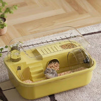 Hamster Cage with Clear Acrylic Hamster Tank and Handle, 2-Level Luxury Acrylic Hamster Enclosure, Indoor Travel Cage for Small Pets to Rest and Hide
