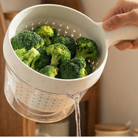 Fruit Washing Basket Fast Draining Fruit and Vegetable Washing Bowl Food Grade Double Layer Drain Basin