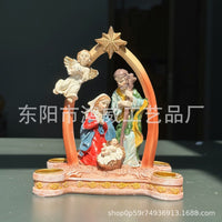 跨境新款树脂人物诞生雕像桌面摆件烛台圣诞节复活节元旦摆件装饰