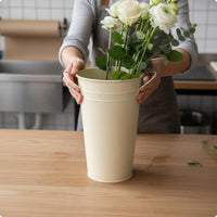 Iron Flower Bucket Double Handles Metal Bucket Vase Dried Flowers Double-Handle Vase for Wedding