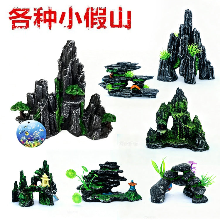 Chinese Style Resin Rockery Aquarium Ornament