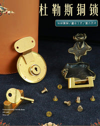Zhihui Tools Brass Lock with Gilded Buckle for DIY Leather Craft, Vintage Style