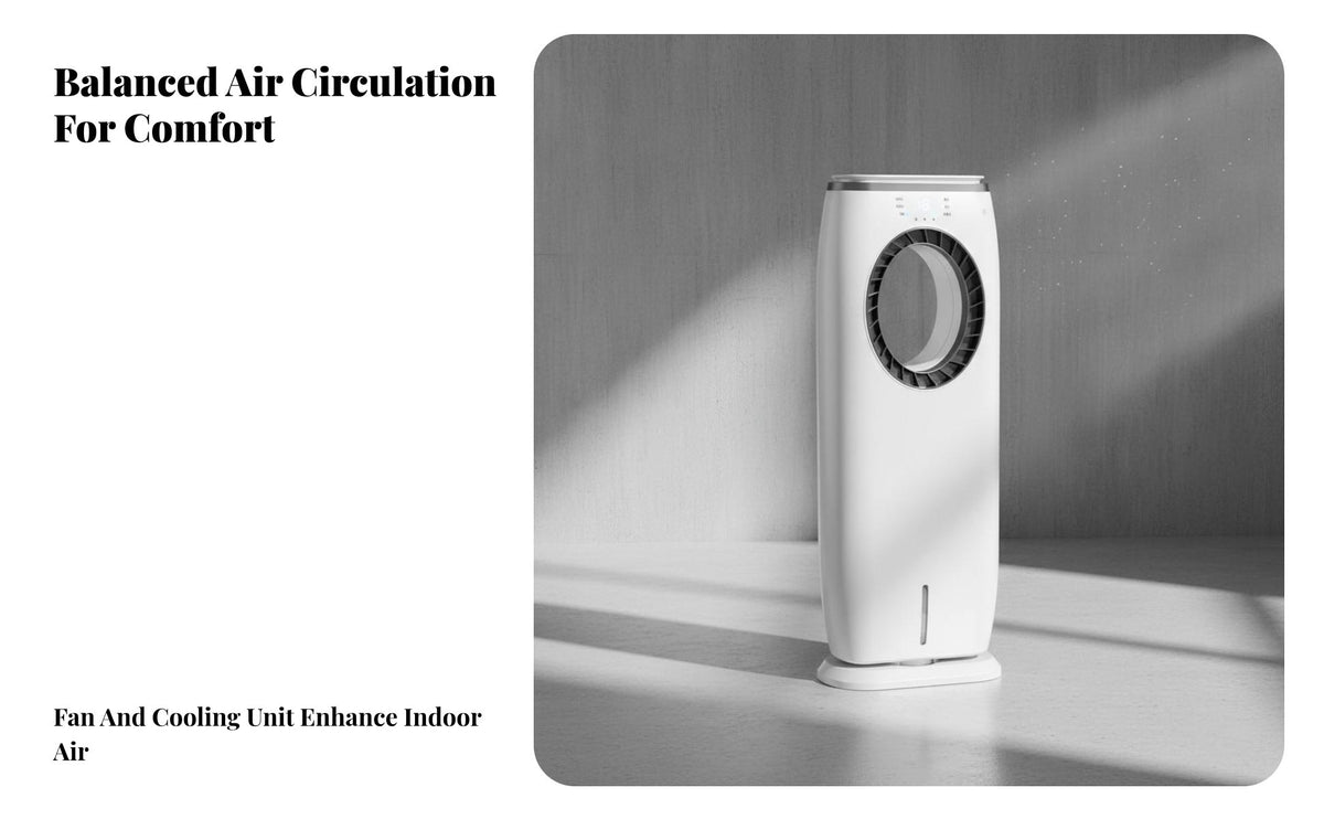 Water-Cooled Air Chiller Humidifier Function Portable Air Chiller Fan Low Noise Humidifying Bladeless Fan for Kids, Dorm Room, Bedroom, Office