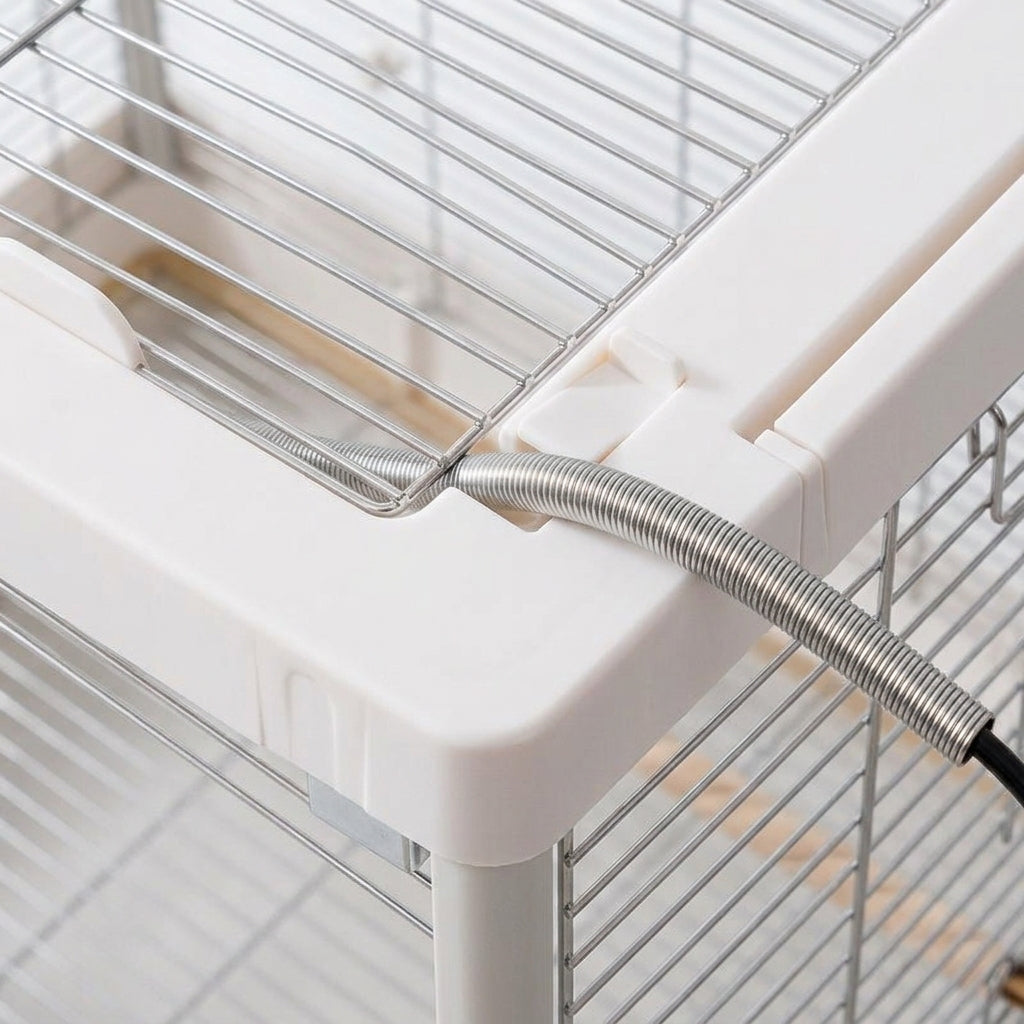 Glass Bird Cage with Stainless Steel Wire, Large Size Indoor Habitat for Parrot Budgie Cockatiel Sun Parakeet, Rectangular Observation Design
