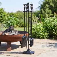 4 Pieces All Black Fireplace Tool Set with Stand Solid Fireplace Tool Set with Fire Iron Sturdy Hardware Heavy Duty for Homeowners, Hearth, Wood Wood-Burning Appliance