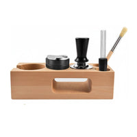 1 Piece Coffee Press Base Espresso Tamping Station Portafilter Organizer Tamper Stand Natural Beech Wood Non Slip Suitable for Kitchen Brewing Workspace