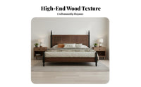 French Retro Design Vintage Cane Panel Bed High-End Feel Bedroom Furniture Carved elements Bedstead for two people, Homeowners, Adults, Guest Room, Villa, Home