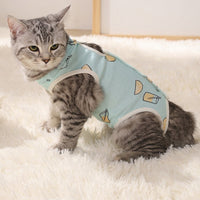 Post Surgery Cat Clothing, Geometric Polyester Recovery Suit, Anti Licking Post Weaning Cat Suit for Cat Recovery, Casual Style Unisex Apparel