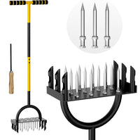 Lawn Aerator and Soil Loosener 2-in-1 Standing Garden Tool for Turning Soil