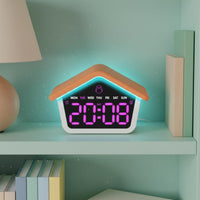 House Shaped Alarm Timepiece Multicolor Display LED Digital Timepiece Double