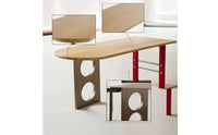 Modern Semi-Oval Table Long-Lasting Ash Wood Table Water-Resistant Desk Space-Saving for Home Office