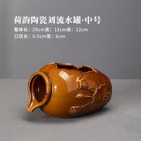 Ceramic Fish Bowl Water Circulation Pot with Glaze, Chinese Style