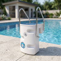 Compact Pool Filtration Unit with Handrails Integrated Wall-Mounted Pool Filter Small Efficient for Swimming Pools