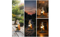 Meerkat Sculpture with Lantern LED Solar Garden Statue Low Maintenance for Patio