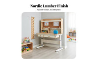 Ergonomic Learning Desk Ergonomic Kids Study Desk Solid Wood Child Homework Station Adjustable Tiltable Desktop Built-in Lamp Student Writing Table Suitable for Students Homework Home