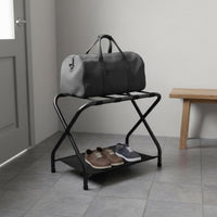 Folding Luggage Rack Sturdy Metal Luggage Shelf Strong Load Bearing