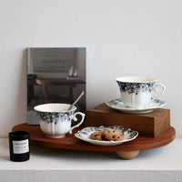 Ceramic Coffee Cup and Saucer Set with Floral Pattern, Vintage Style