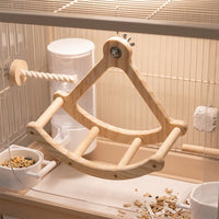 Classic Mirror Pirate Revolving Toy and Bird Swing, Wooden Parrot Enrichment Activity Stand, Pirate Ship Toy Bird Stand for Parakeets and Cockatiels