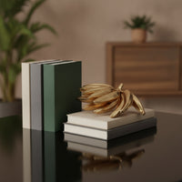Metal Banana decor Golden Finish-Toned Banana Sculpture Shiny Tabletop Ornament for Coffee Table, Desk, Reading Corner