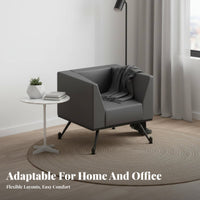 Minimalist Settee with Metal Legs Thickened Upholstery Reception Sofa Modern Design Long-Lasting Construction for Clients