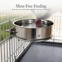 Stainless Steel Hanging Pet Bowl for Crate, Anti-Tip Food and Water Feeder