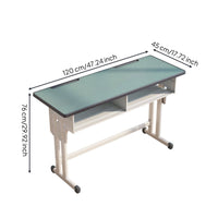Double Student Desk and Chair Set Heavy-Duty Steel Frame Adjustable Height School Desk Construction Two Person Study Table Set for Teens, Home