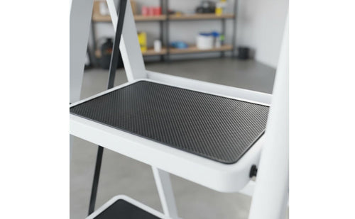Foldable Design Folding Ladder Wide Steps V-Shaped Stepladder Heavy Duty 4 Step Ladder Anti-Slip Feet for Garage, Kitchen