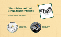 Foldable 3-tier stainless toolbox