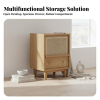 Single-Drawer Nightstand Easy Assembly Angled Leg Storage Cabinet Rounded Edges