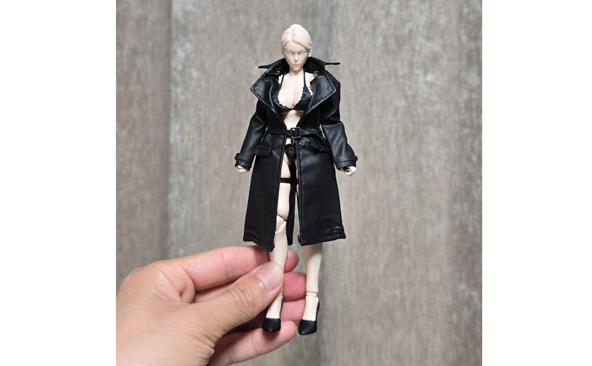 1/12 Scale Leather Coat Biker Design 1/12 Scale Overcoat Coat Female Figure Jacket Long-Lasting Material Doll Leather Overcoat