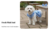 Cute Bowtie Plaid Dog Dress with Ruffled Straps Cat Princess Dress Soft Material for Young Canines, Small Dogs, Parties, Birthdays
