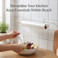 Cling Film Dispenser Minimalist Home Kitchen Wall Mounted Organizer Iron Beech Wood Paper Towel Rack Home Organizer
