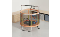 Quiet Bouncing Kids Trampoline with Safety Net Anti-Tip Stable Base Indoor Bouncer with Handlebar Sturdy Steel Frame Rebounder for Toddlers, Playroom