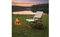 Portable Camping Chair Foldable Folding with Wooden Armrests No Assembly Required Beach Outdoor Chair for Anglers, Patio