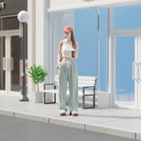 Girl Figure Holding Coffee Colorful Street Fashion Miniature Girl