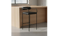 Modern Bar Stool with Backrest Padded Seat Upholstered Kitchen Island Stool Seating Furniture for Reception Desk