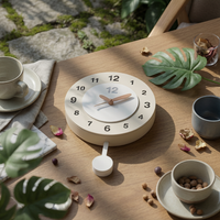 Cream Wall Timepiece Clock Minimalist Wood Grain Wall Clock Operated Home Decor for Living Room