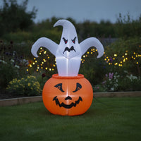Glowing Inflatable Decoration with LED Light Outdoor Ghost with Pumpkin Tall Inflatable Halloween Decor Bright for Yard