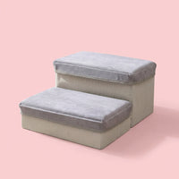 Dog Steps for Bed and Sofa with Foldable Design and Storage Compartment, Non-Slip Pet Stairs for Bedroom, Stable Ramp