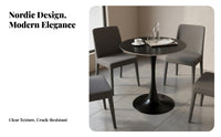 5 Pieces Nordic Design Round Sintered St a Dining Table Scratch Resistant Round Dining Table Set Easy to Clean Household Furniture Space-Saving for Business Owners, Apartment Dwellers, Reception Area, Balcony, Office, Breakfast Nook
