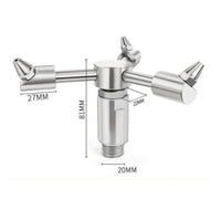 Stainless Steel Rotary Cleaning Nozzle 3 Water Outlets Stainless Steel Spray Head Easy to Install for Factory